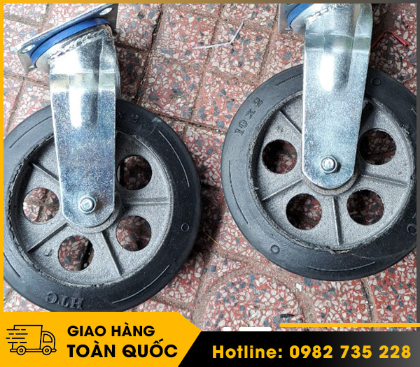 Càng tải nặng dày 6 mm, cao su lõi gang 250x50 mm
